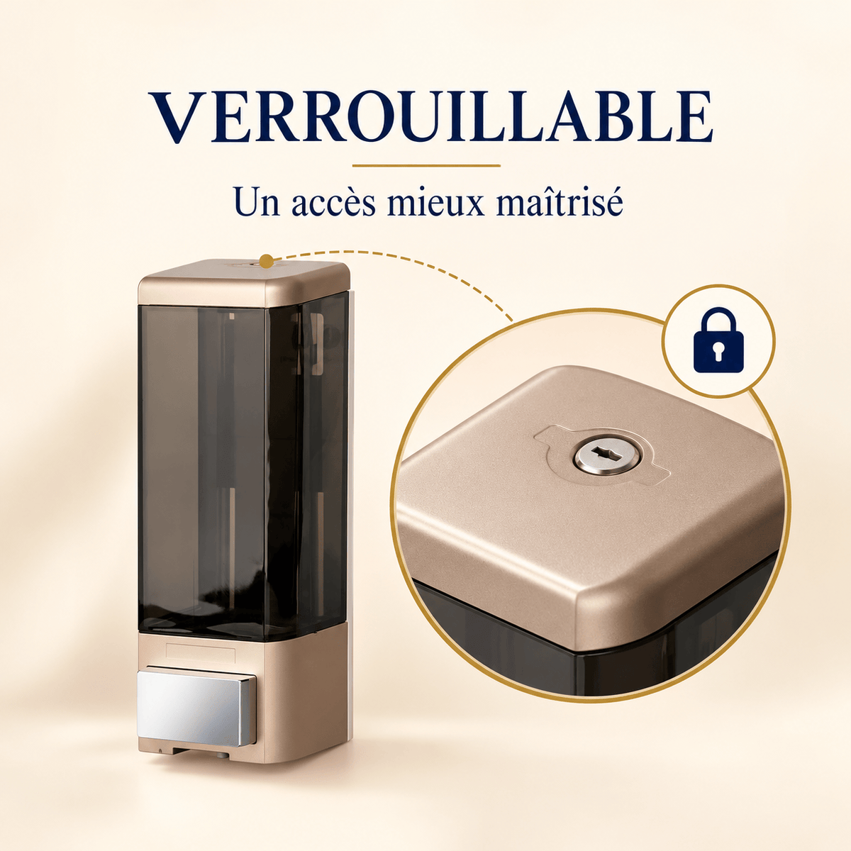 Distributeur de savon liquide mural manuel pro 500 ml – Blanc, Argenté ou Champagne