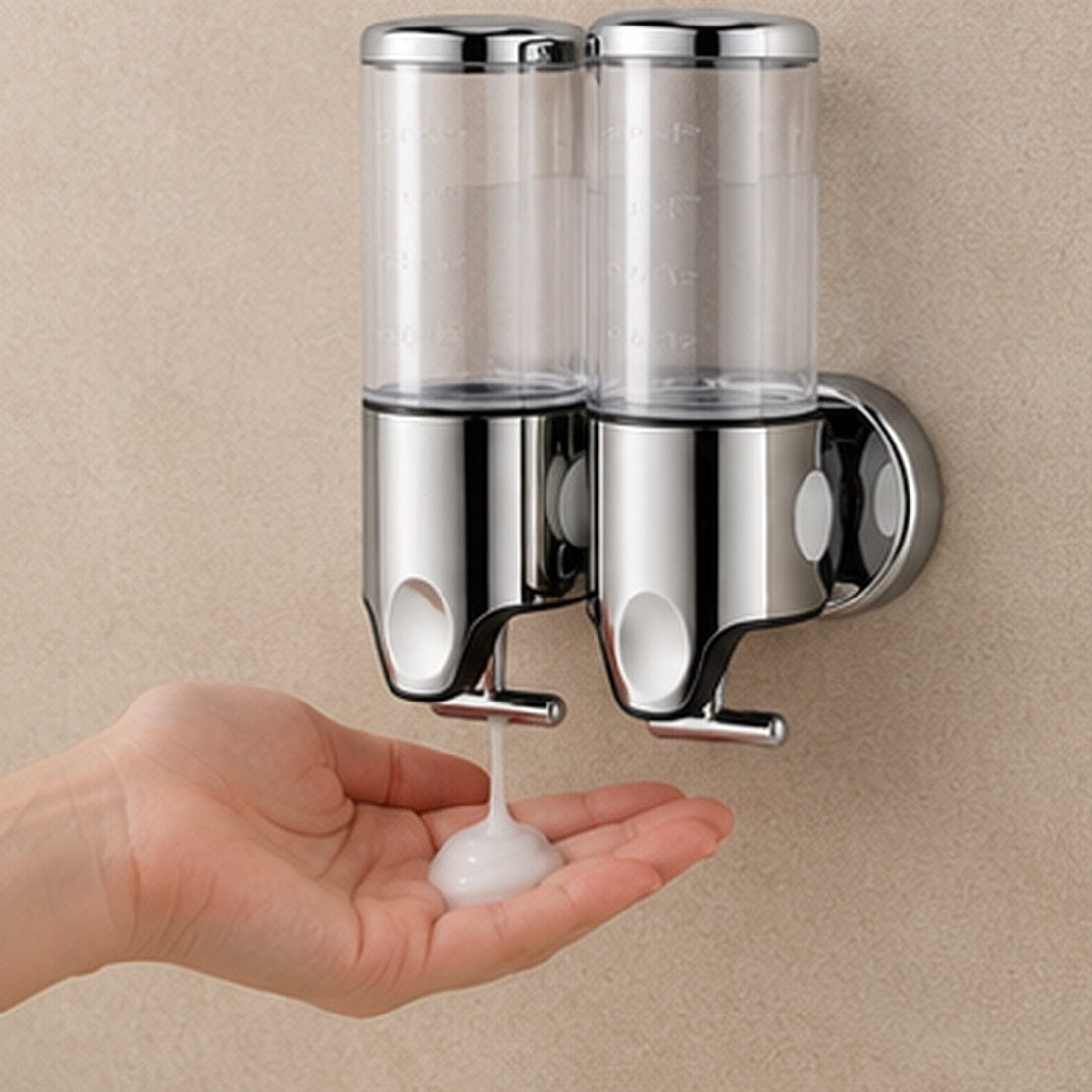 Distributeur Savon et Shampoing Mural Transparent x2