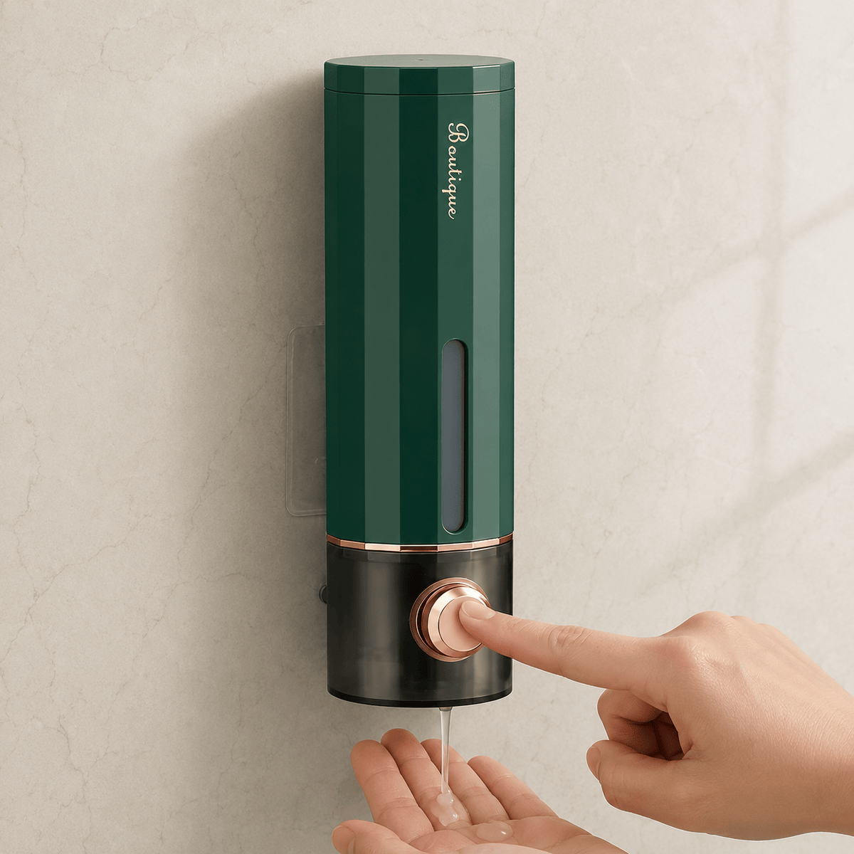 Distributeur de Savon Liquide Mural Vert Sans Perçage – 450 ml