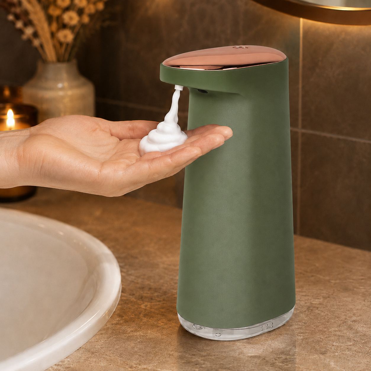 Distributeur Automatique de Savon Mousse Vert – Sans Contact, 450 ml