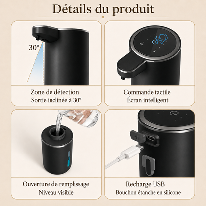 Distributeur Automatique de Savon Liquide Noir – 380 ml