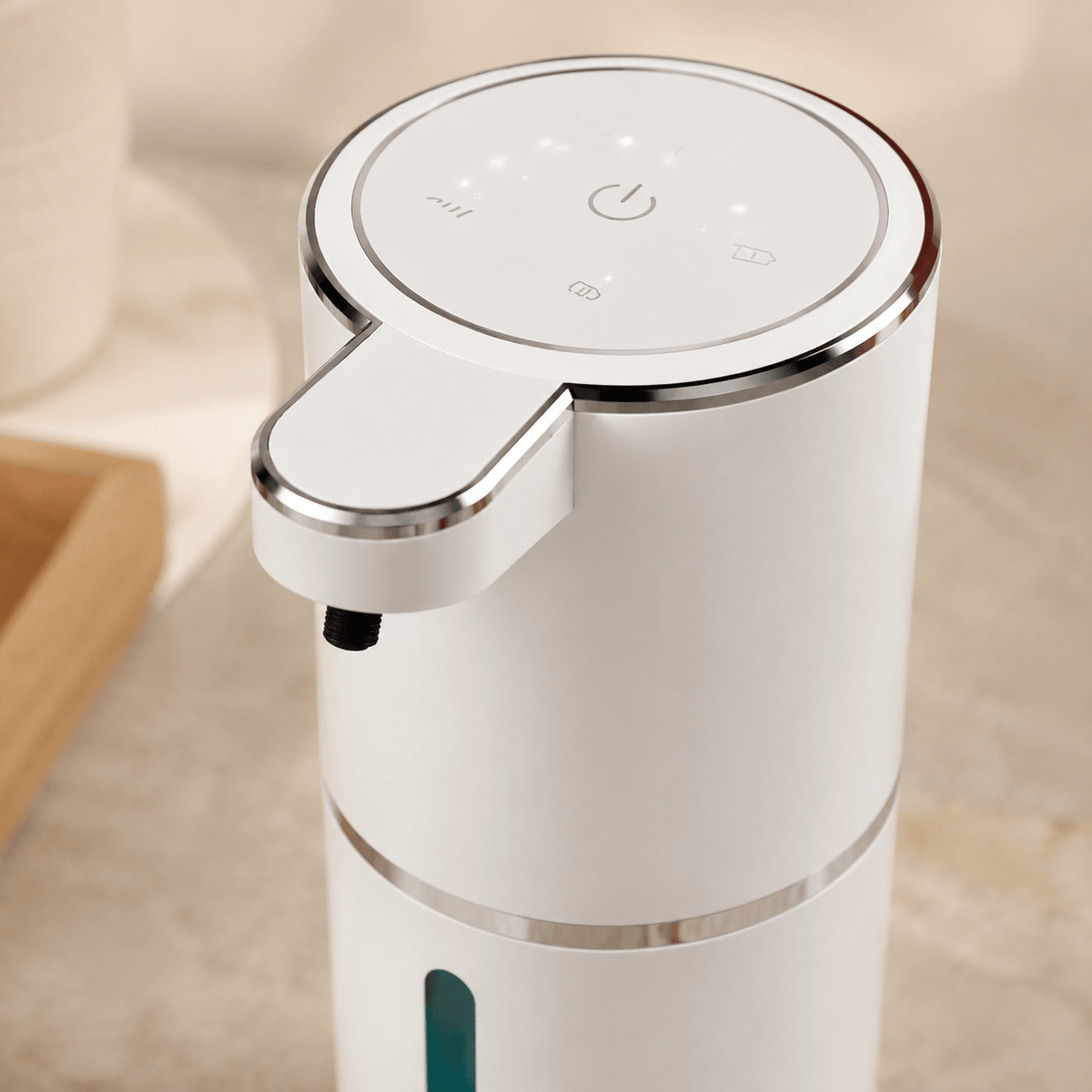 Distributeur automatique de savon liquide blanc rechargeable – 380 ml