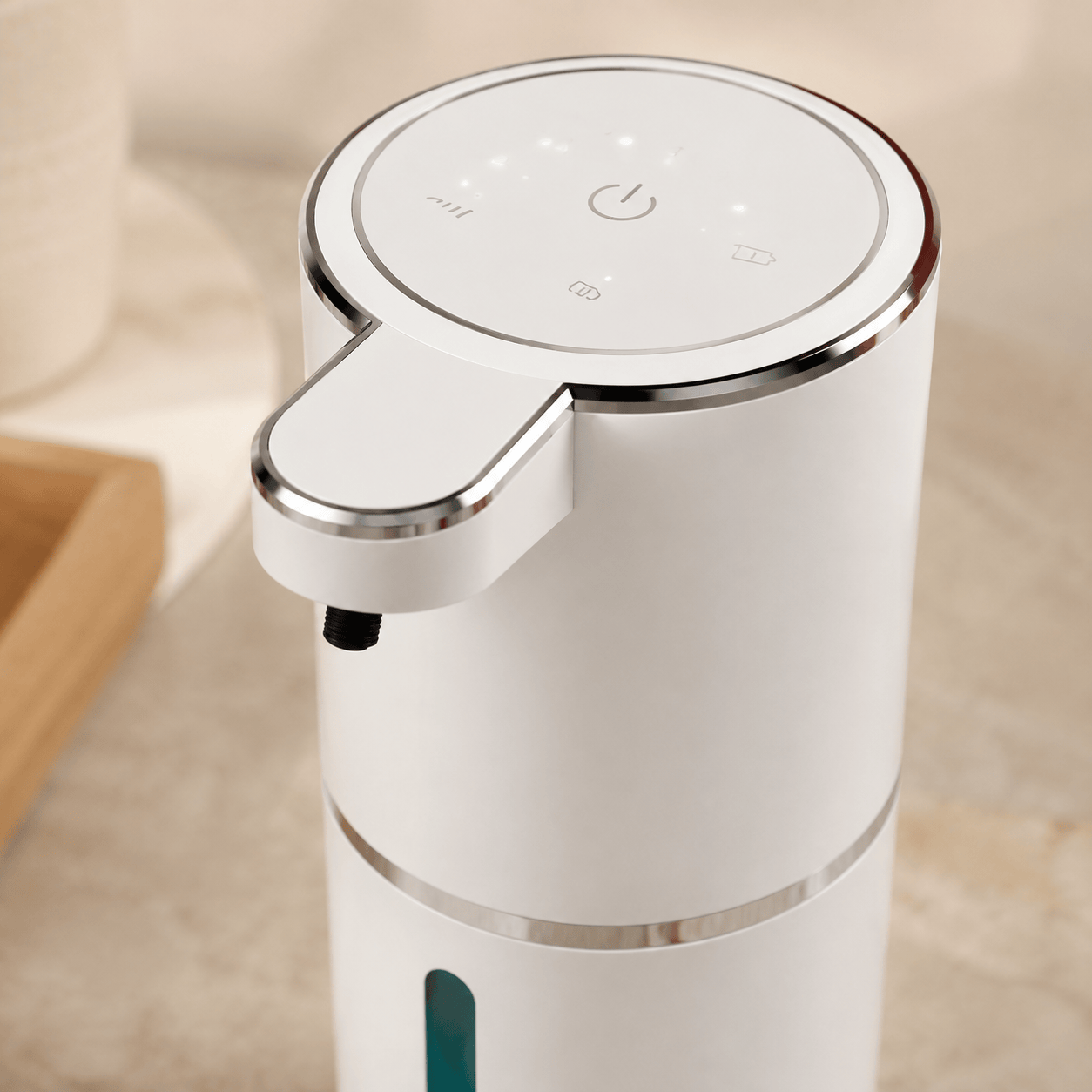 Distributeur automatique de savon liquide blanc rechargeable – 380 ml