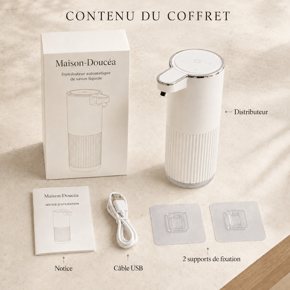 Distributeur automatique de savon liquide mural ou à poser – 360 ml