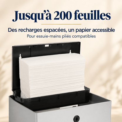 Distributeur d’essuie-mains mural sans perçage — 200 feuilles