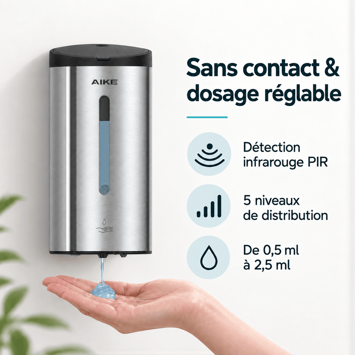 Distributeur de savon automatique mural 750 ml – Pro