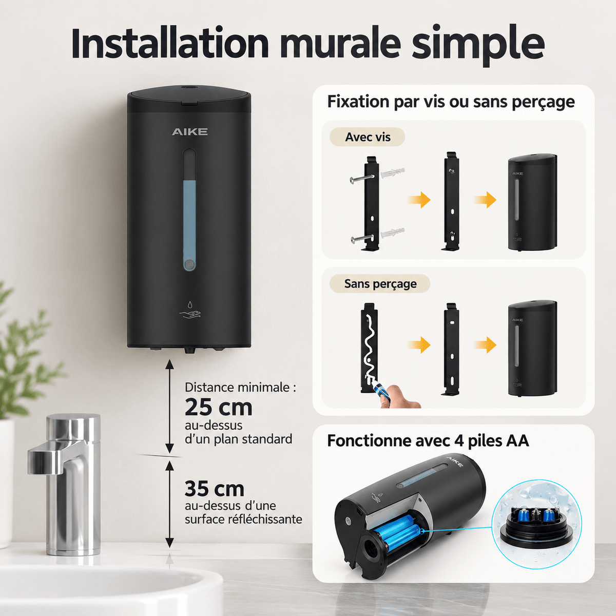 Distributeur de savon automatique mural 750 ml – Pro