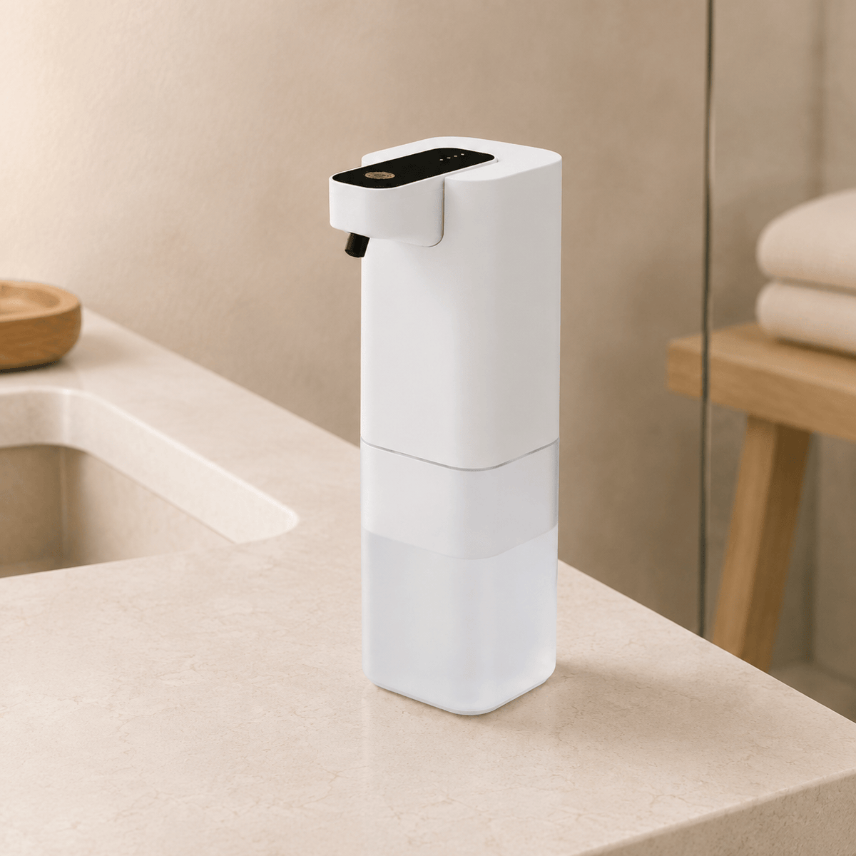 Distributeur de Savon Liquide Blanc Sans Contact