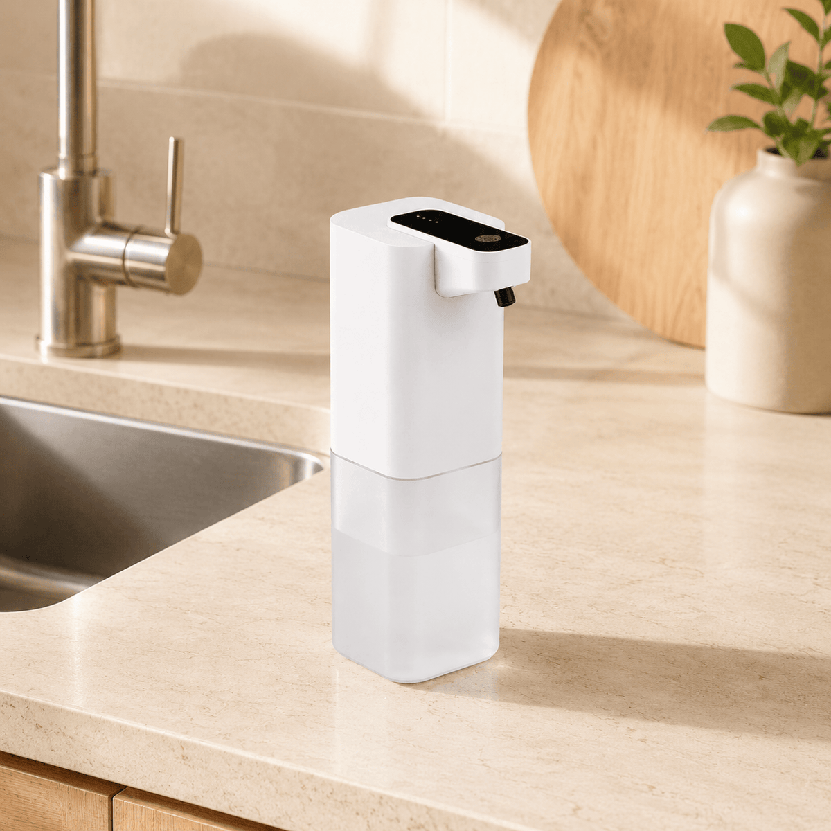 Distributeur de Savon Liquide Blanc Sans Contact