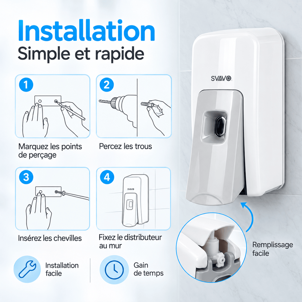 Distributeur de Savon Liquide Mural Professionnel – 600 ml