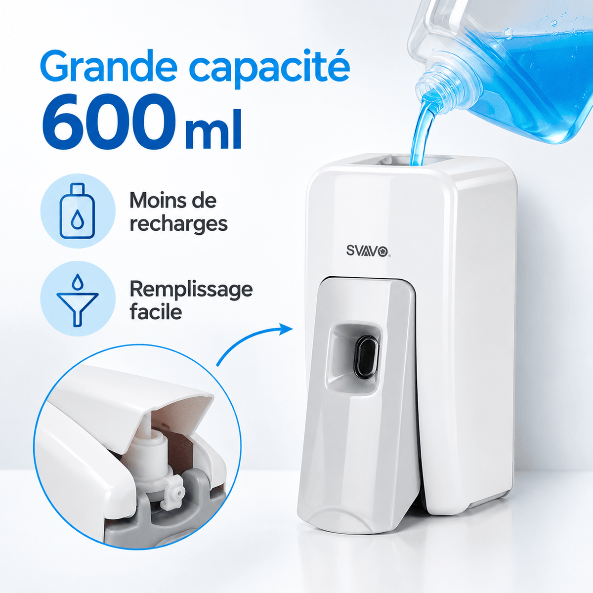 Distributeur de Savon Liquide Mural Professionnel – 600 ml