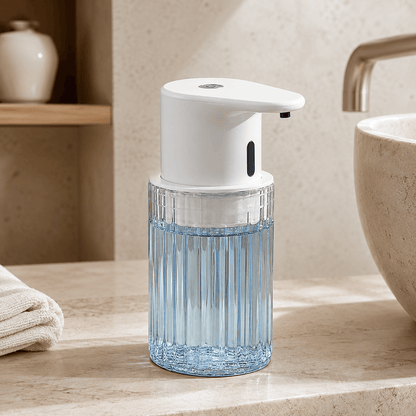 Distributeur de Savon Liquide Sans Contact Blanc et Transparent