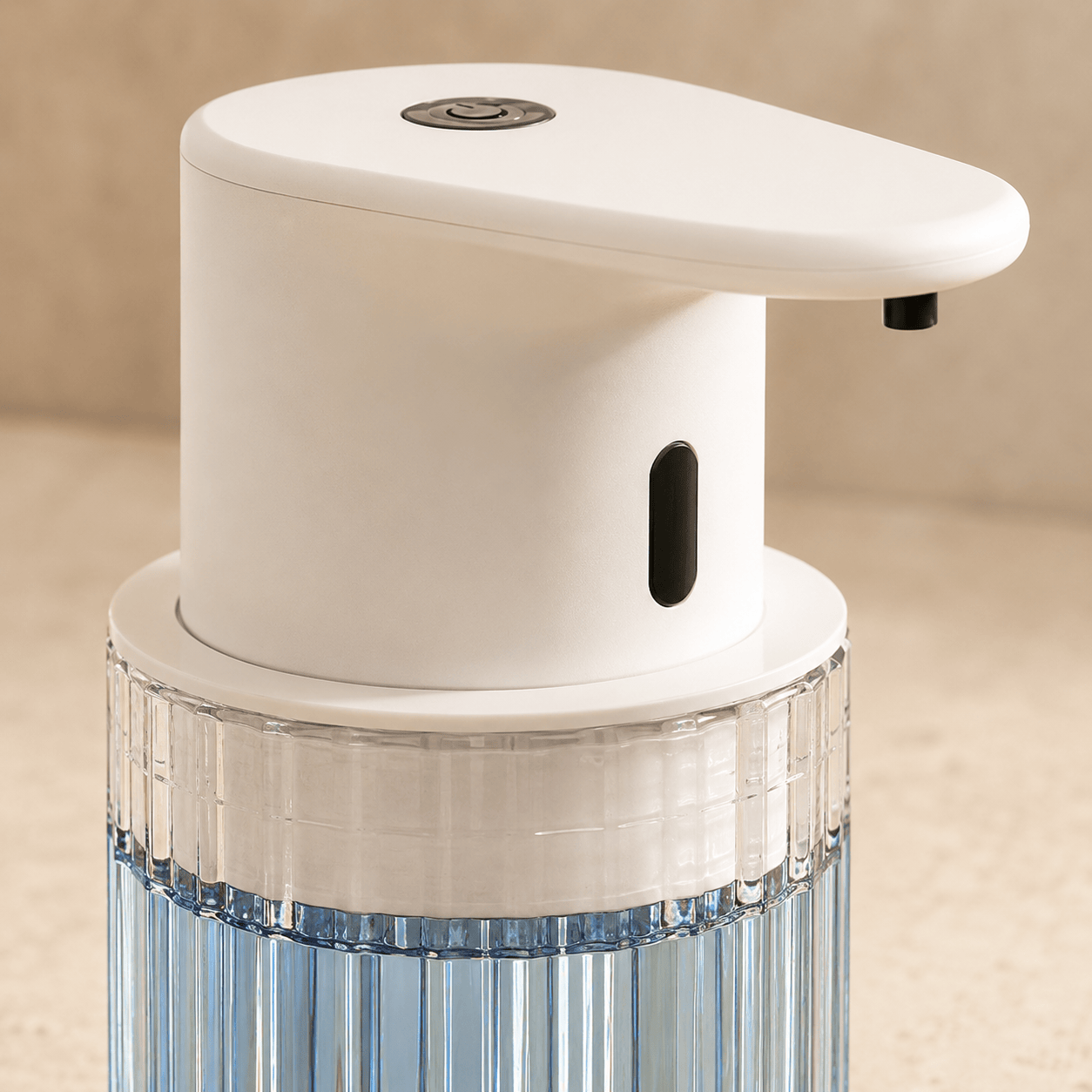 Distributeur de Savon Liquide Sans Contact Blanc et Transparent