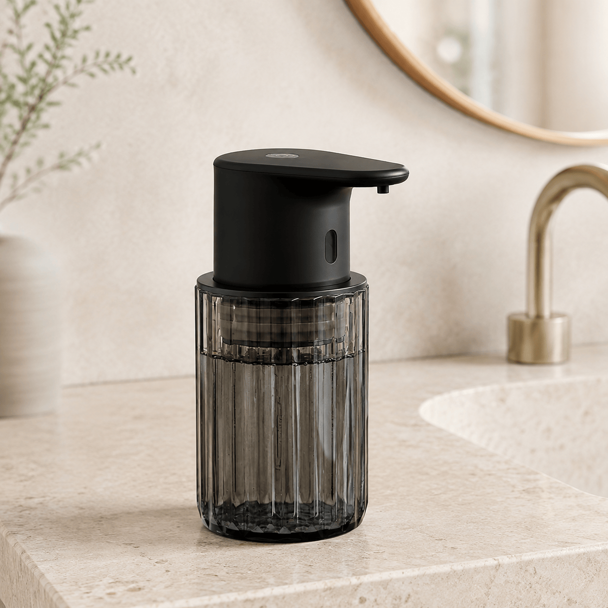 Distributeur de Savon Liquide Sans Contact Noir et Transparent