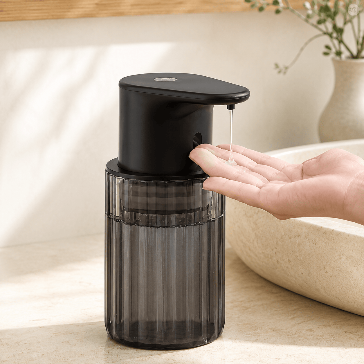 Distributeur de Savon Liquide Sans Contact Noir et Transparent