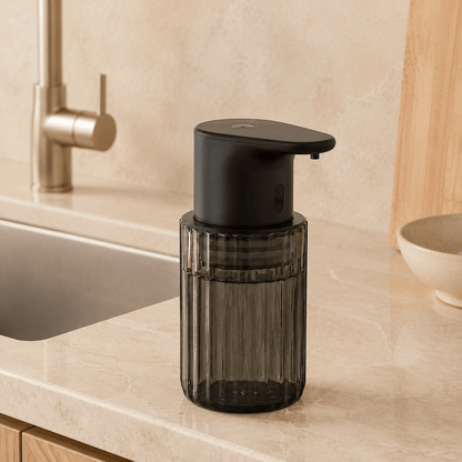 Distributeur de Savon Liquide Sans Contact Noir et Transparent