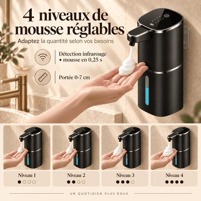 Distributeur de Savon Mousse Automatique Mural 400 ml – Noir ou Blanc