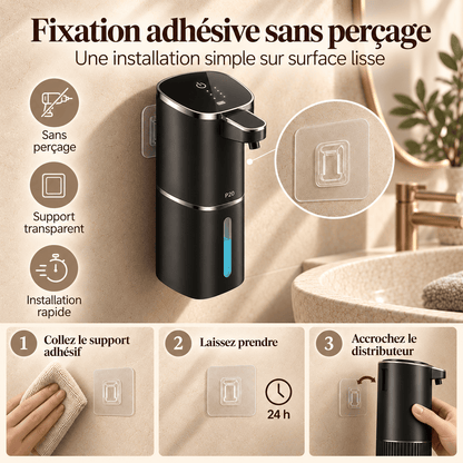 Distributeur de Savon Mousse Automatique Mural 400 ml – Noir ou Blanc