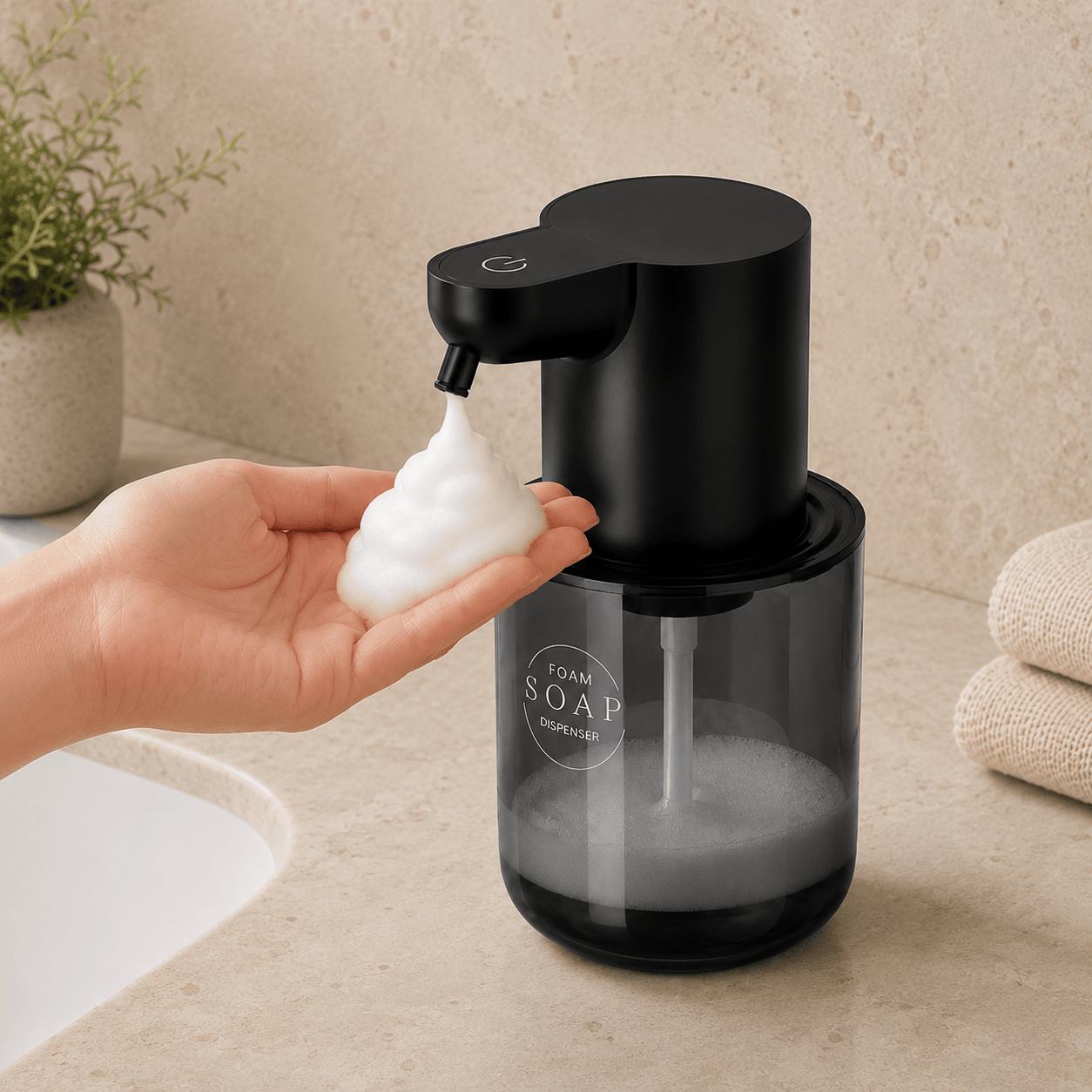 Distributeur de Savon Mousse Automatique Noir