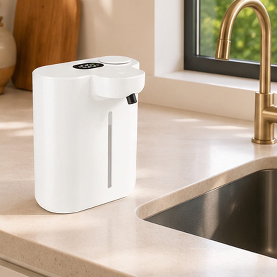 Distributeur De Savon Mousse Sans Contact  Blanc avec Écran