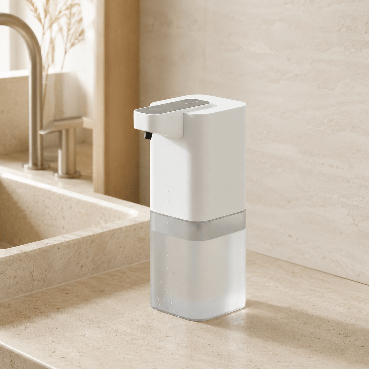 Distributeur De Savon Mousse Sans Contact Rechargeable Blanc