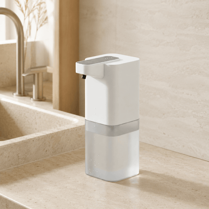 Distributeur De Savon Mousse Sans Contact Rechargeable Blanc