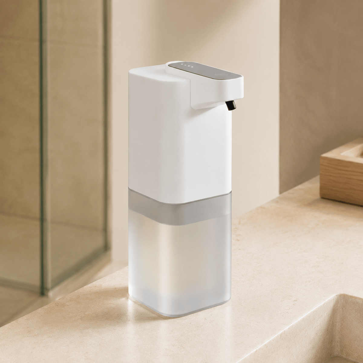 Distributeur De Savon Mousse Sans Contact Rechargeable Blanc