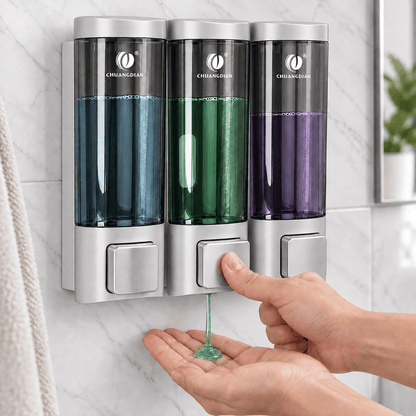 Distributeur de savon mural argenté sans perçage