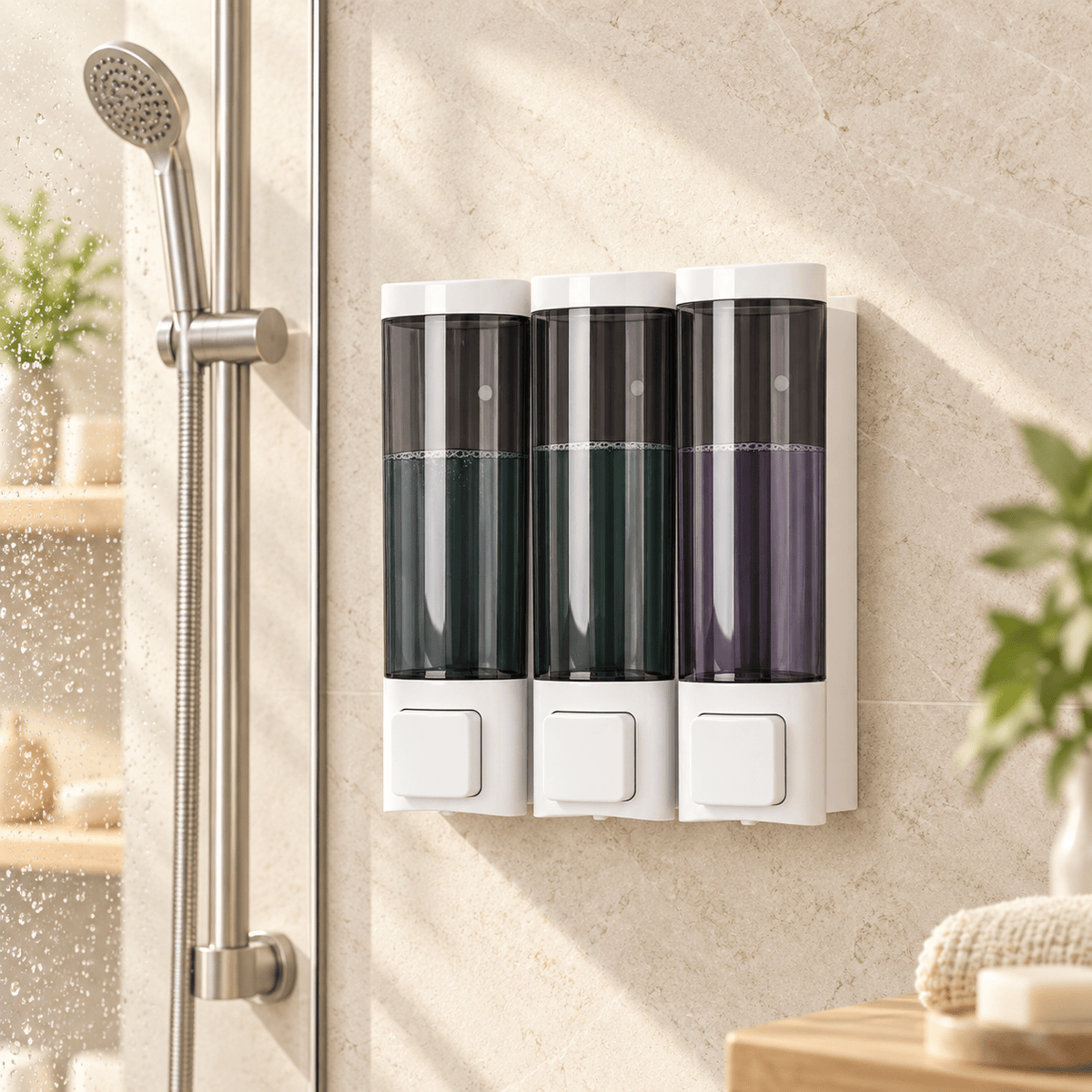 Distributeur de Savon Mural Blanc Sans Perçage
