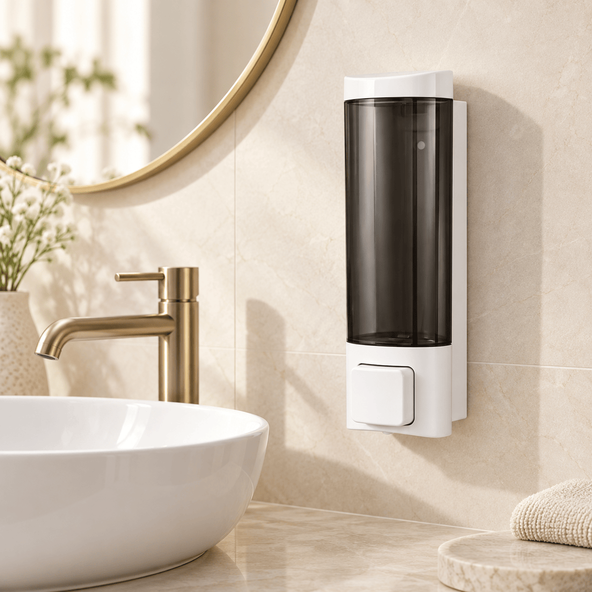 Distributeur de Savon Mural Blanc Sans Perçage