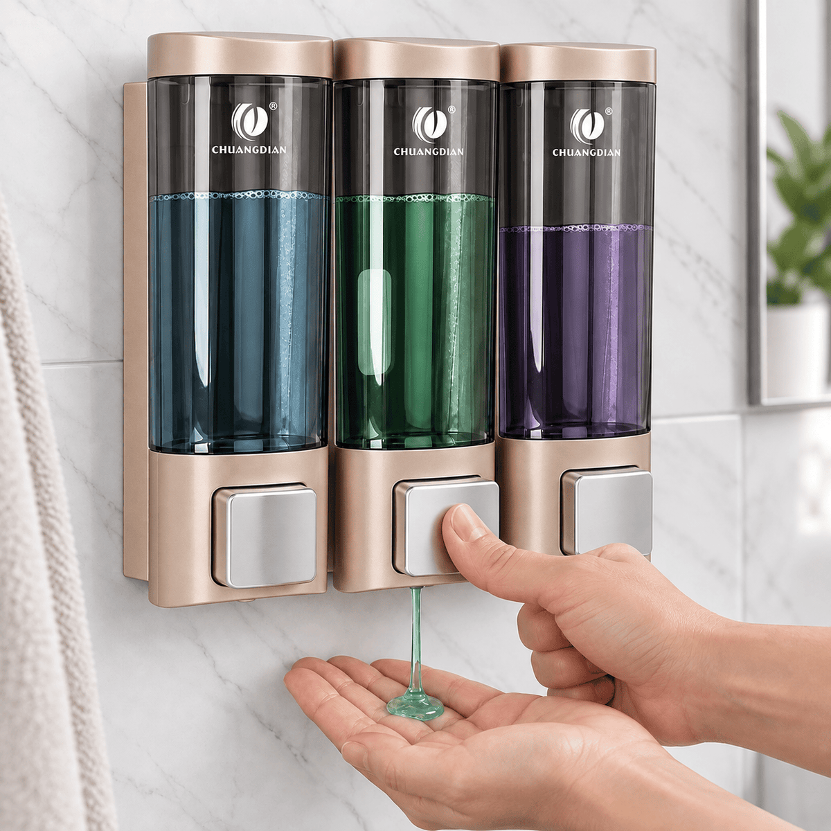 Distributeur de Savon Mural Doré Sans Perçage