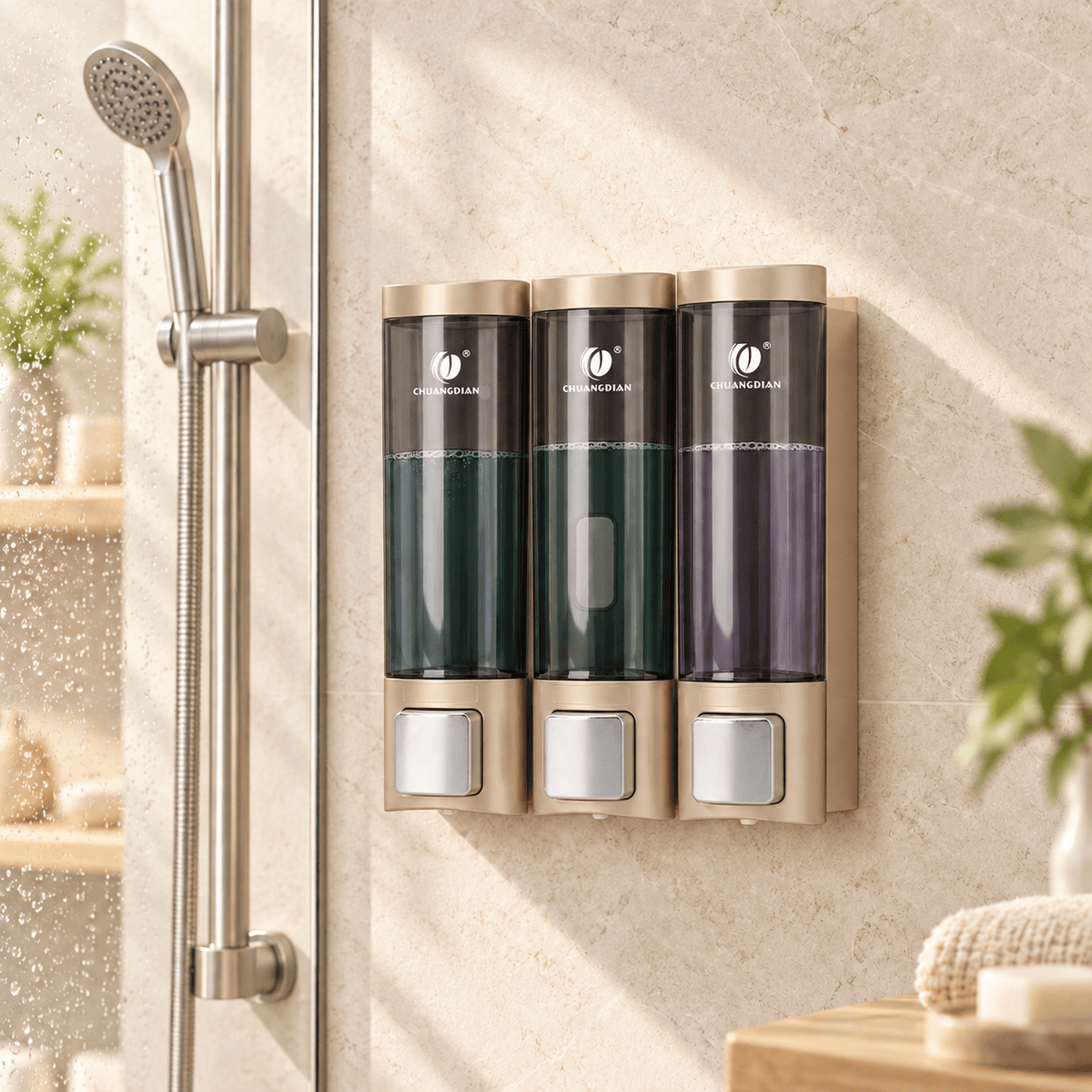 Distributeur de Savon Mural Doré Sans Perçage