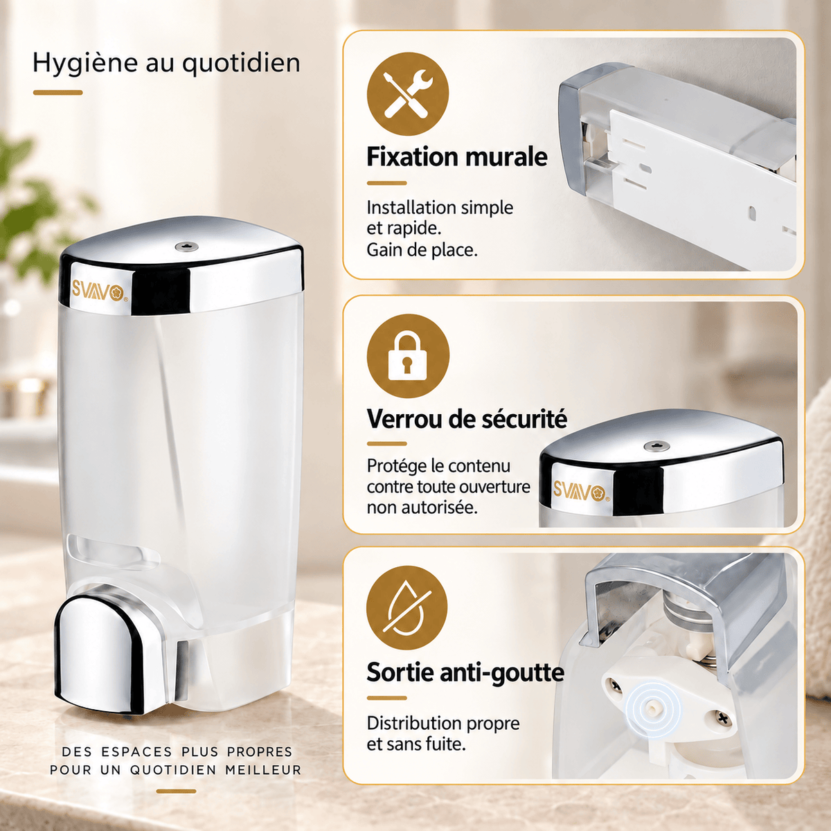 Distributeur de Savon Mural Manuel Professionnel – 300 ml