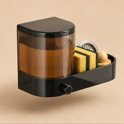 Distributeur de  Savon Mural Noir avec Porte Éponge