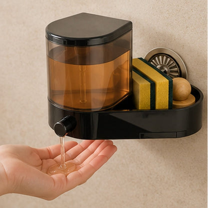 Distributeur de  Savon Mural Noir avec Porte Éponge