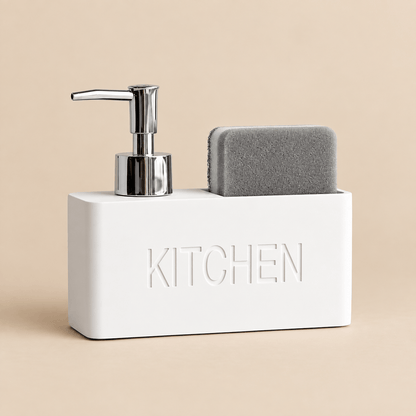 Distributeur de Savon & Porte-Éponge Blanc