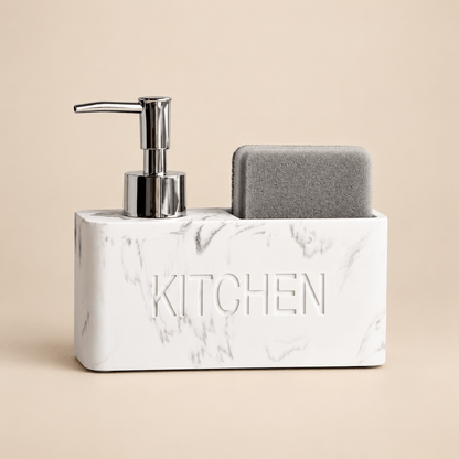 Distributeur de Savon & Porte-Éponge Effet Marbre