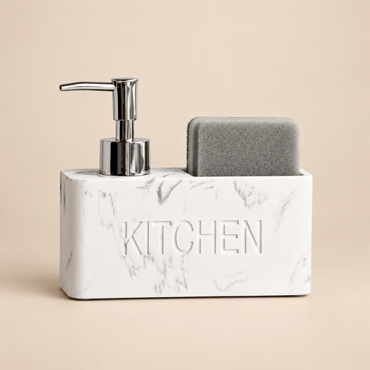 Distributeur de Savon & Porte-Éponge Effet Marbre