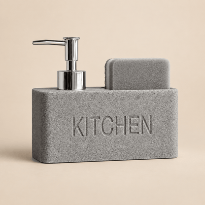 Distributeur de Savon & Porte-Éponge Gris Minéral