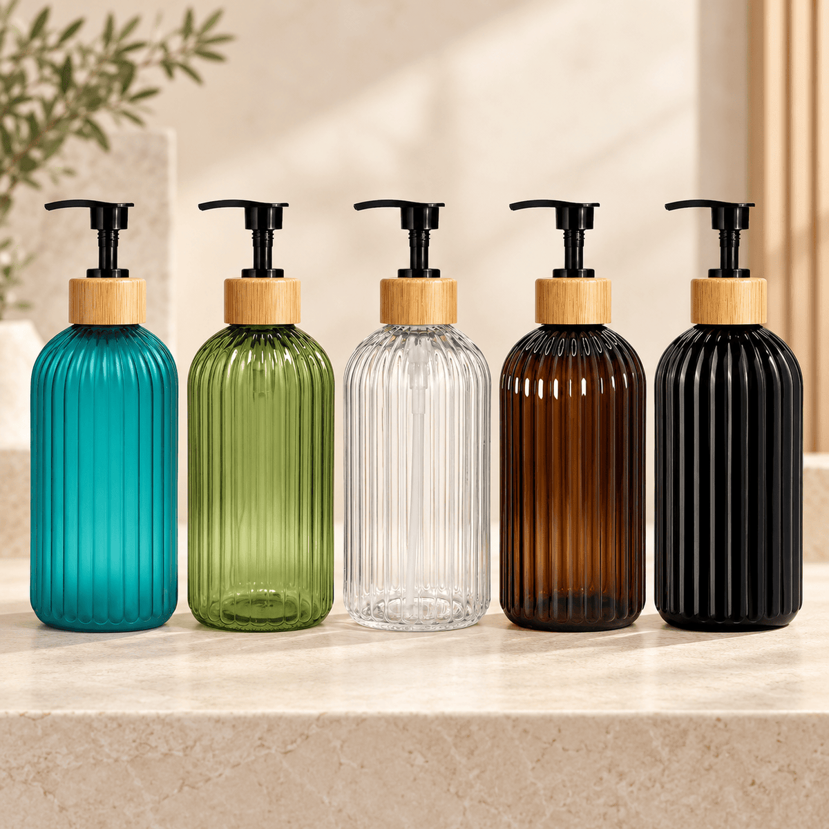 Distributeur de savon rechargeable 500 ml transparent – 5 coloris