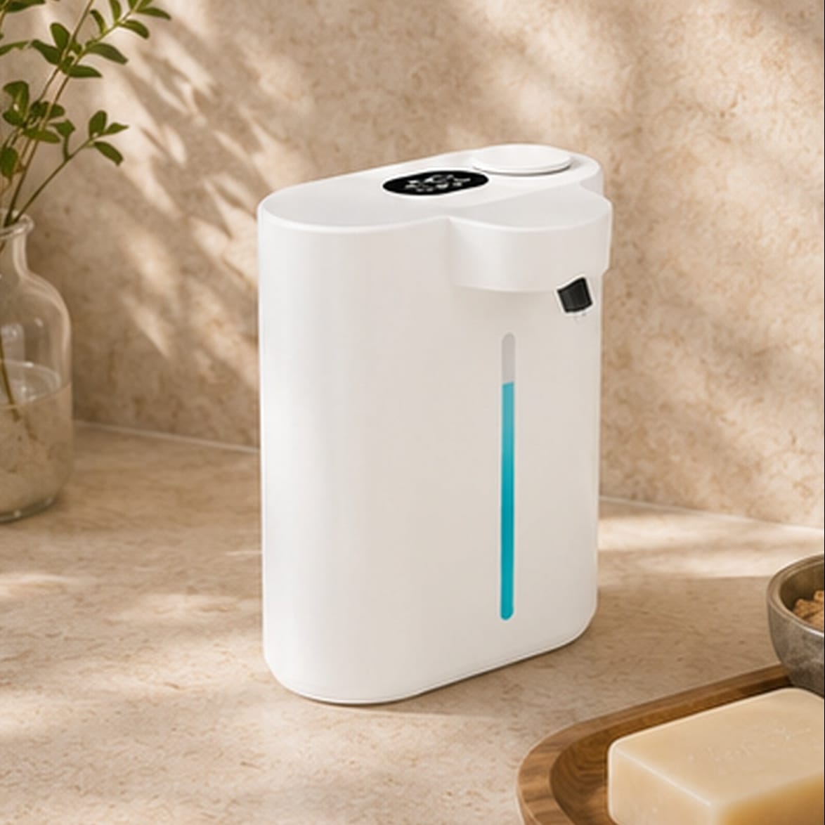 Distributeur de Savon Sans Contact Blanc avec Écran