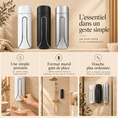 Distributeur Mural Shampoing & Gel Douche 400 ml – Blanc, Noir ou Gris