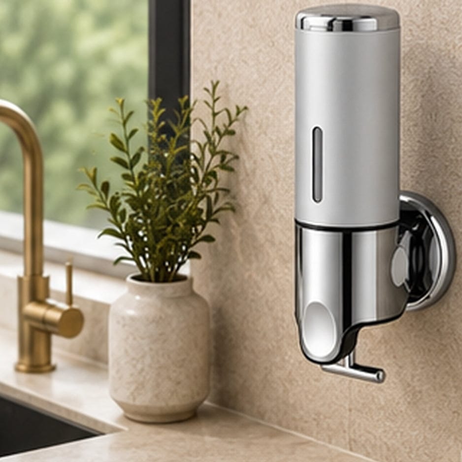 Distributeur Savon et Shampoing Mural Argent