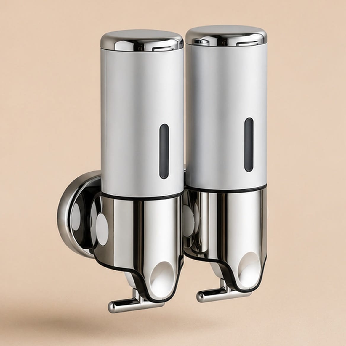 Distributeur Savon et Shampoing Mural Argent x2