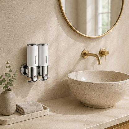Distributeur Savon et Shampoing Mural Blanc x2