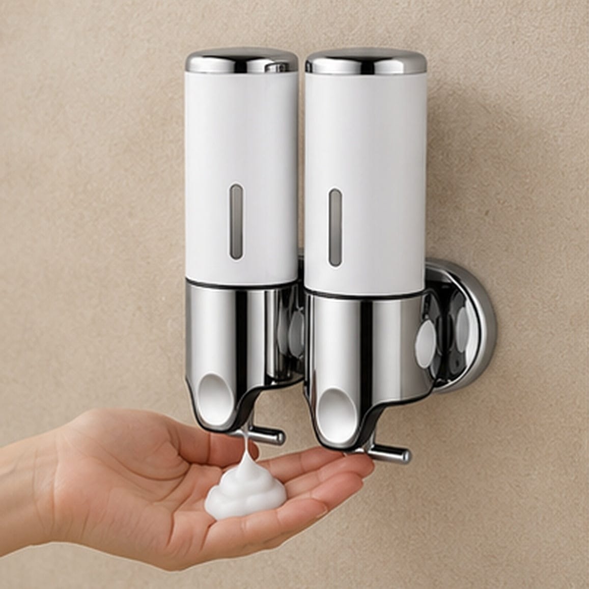 Distributeur Savon et Shampoing Mural Blanc x2
