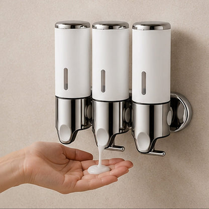 Distributeur Savon et Shampoing Mural Blanc x3