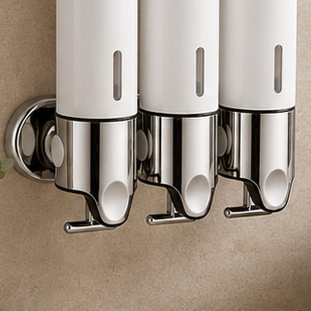 Distributeur Savon et Shampoing Mural Blanc x3