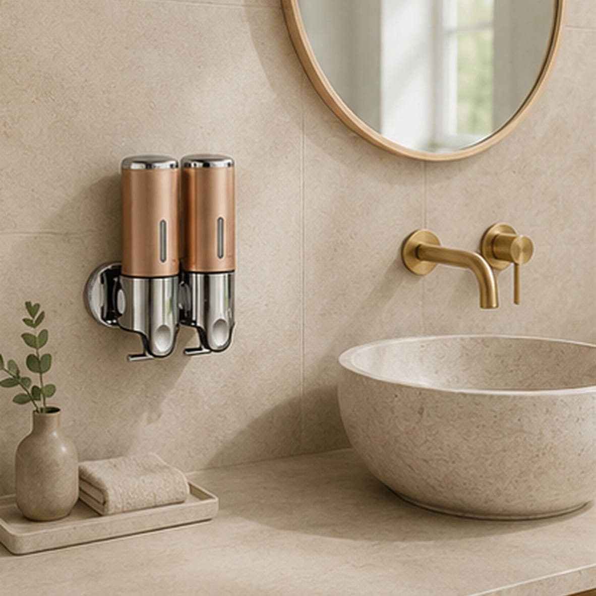 Distributeur Savon et Shampoing Mural Gold x2