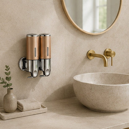 Distributeur Savon et Shampoing Mural Gold x2